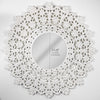 Hand-Carved Wood Medallion Sunburst Accent Mirror – White (31")